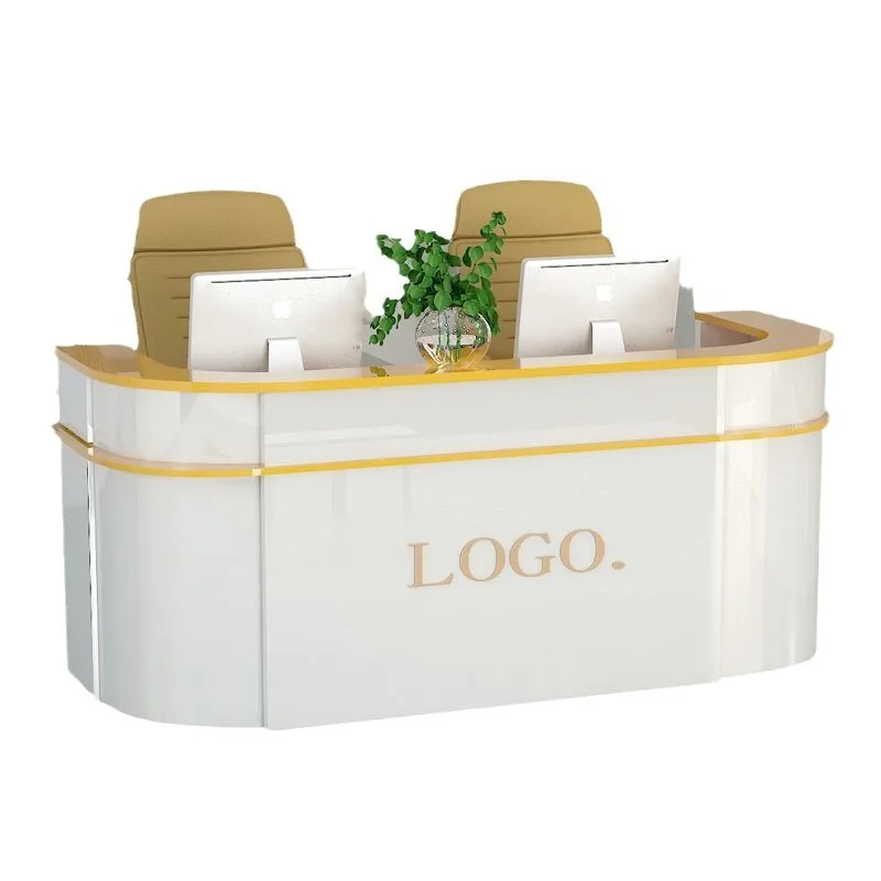 

Simple modern curved bar semi-circular front desk rounded corners checkout page