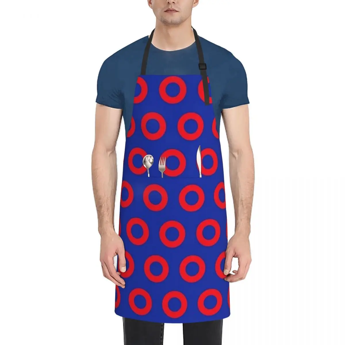 

Red Circle Print Waterproof Apron with Pockets for Adults - Adjustable Cooking and Cleaning Apron for Kitchen and Home Use