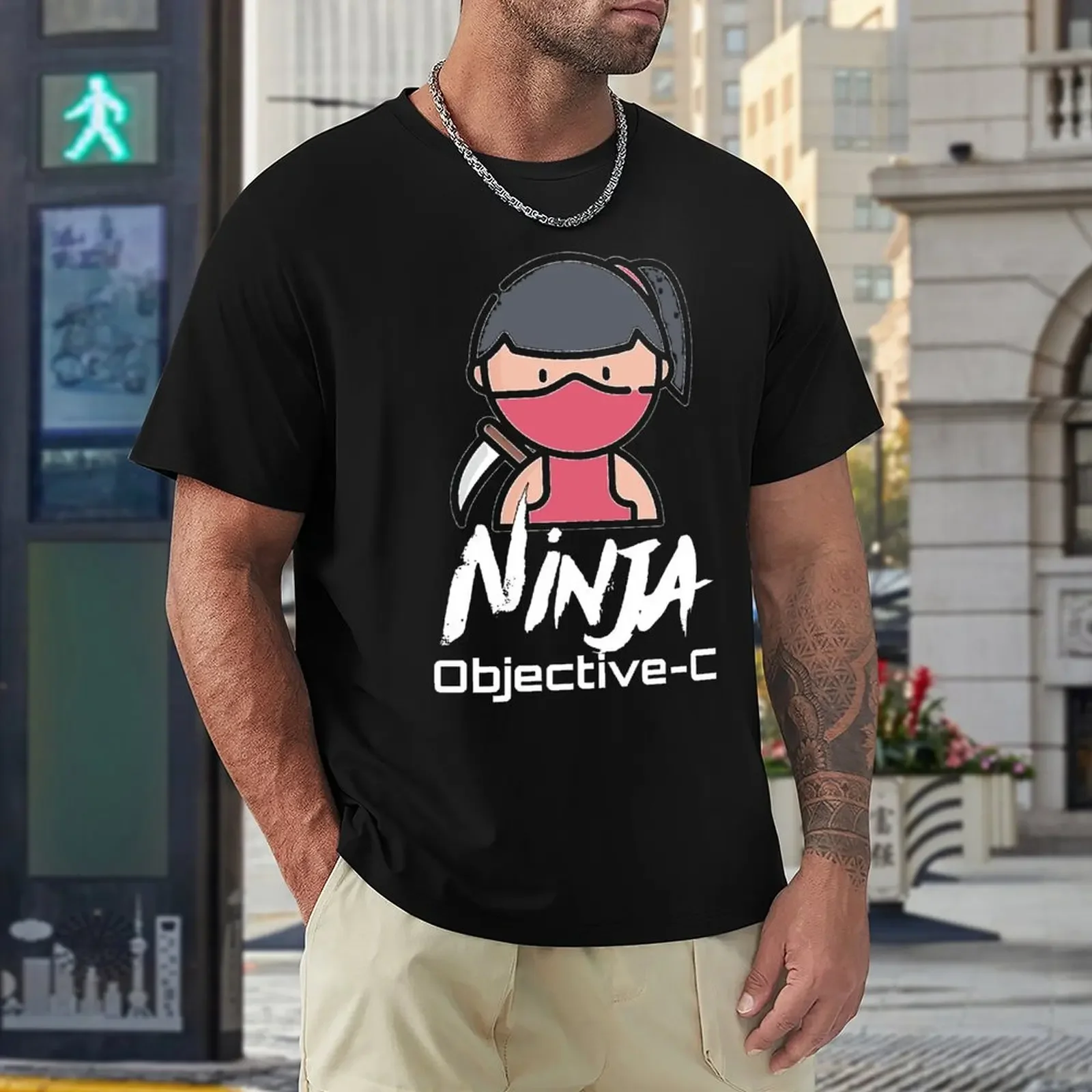 Objective C Ninja (Color White) Essential For Tshirt Graphic Vintage T-shirt Harajuku Movement  Funny Geek Aactivity Competition