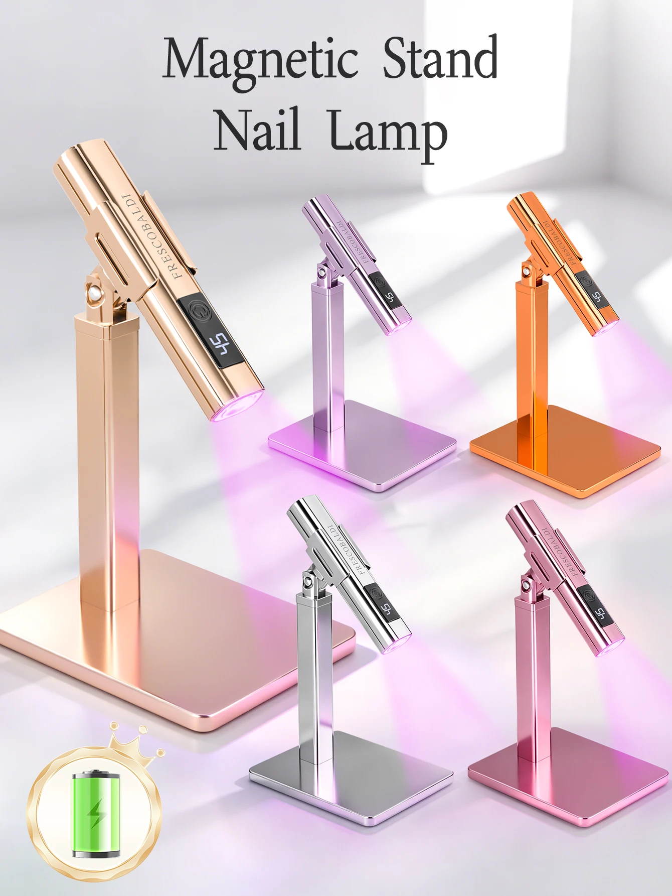 1Pc Rechargeable USB Mini UV LED Nail Stick Lamp Built‑in Battery Handheld Gel Nail Drying Light Portable Manicure Tool