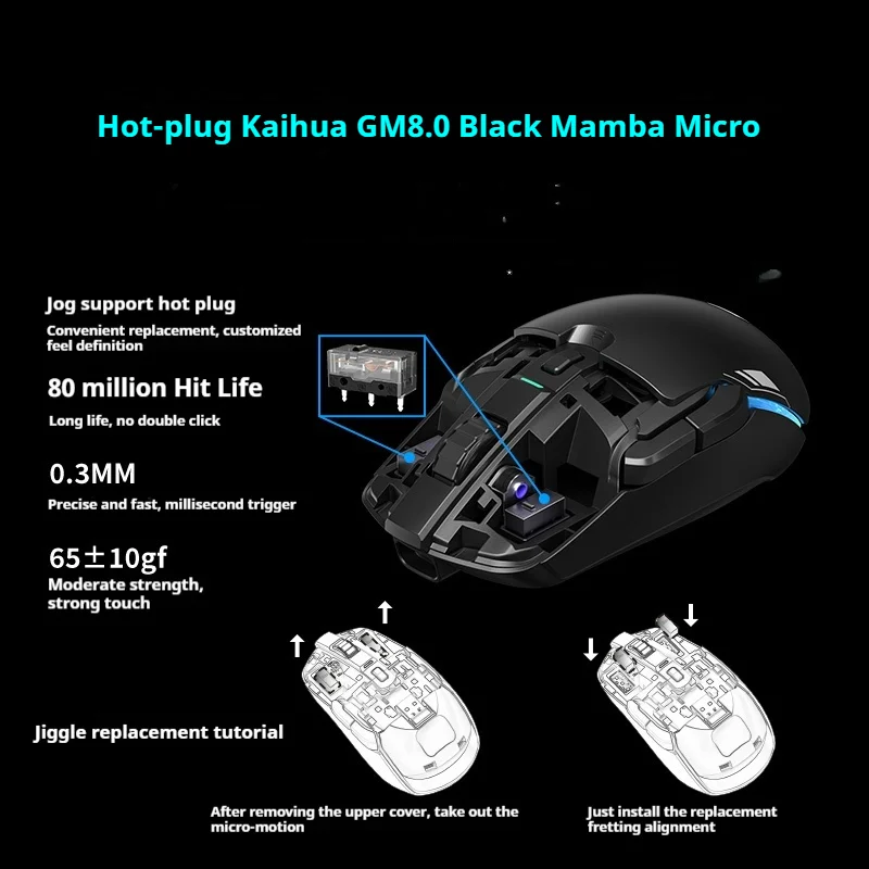 Mechrevo M770 Wireless Gaming Mouse Hot Plug And Replace Back Cover Portable Lightweight Small Hand Mouse Gift