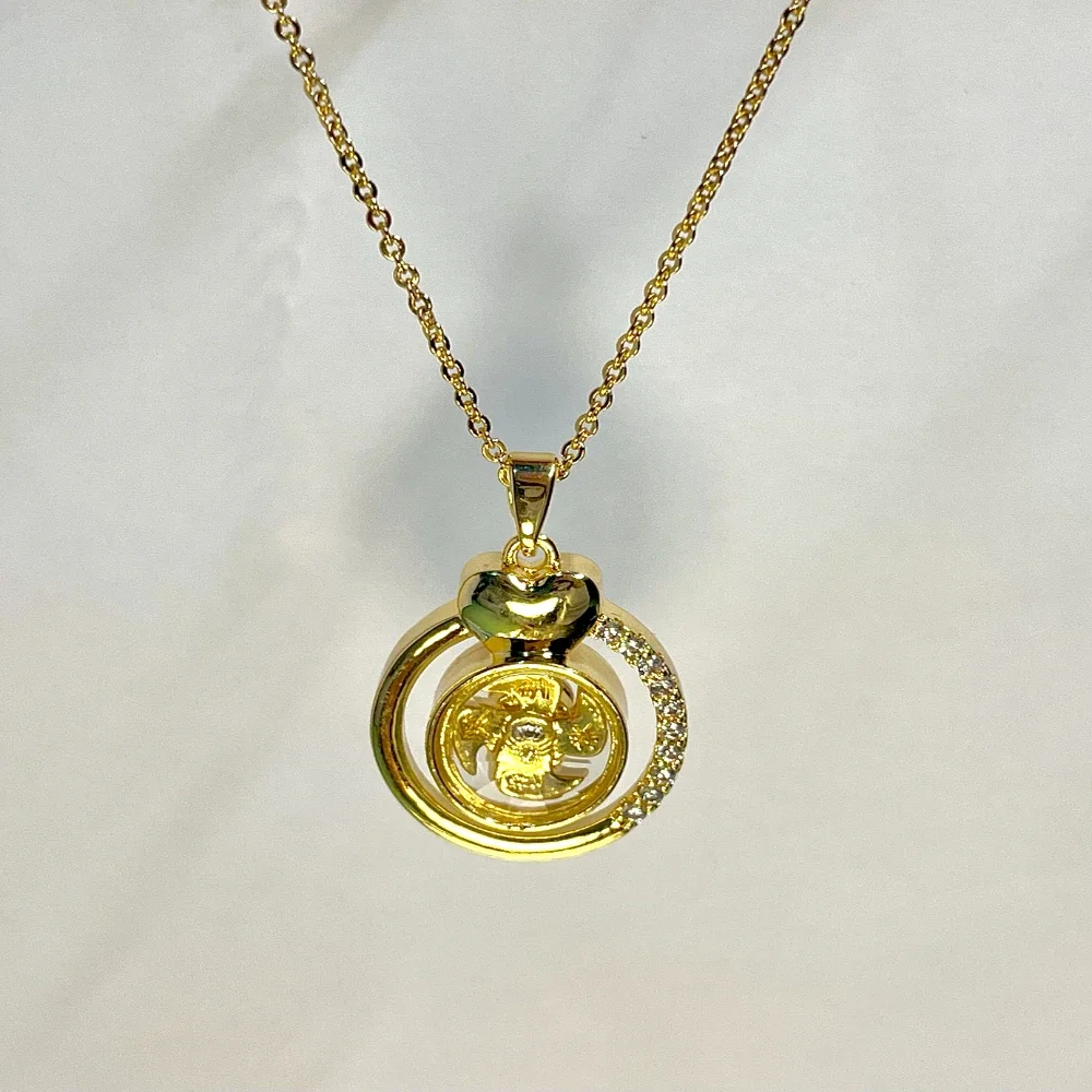 Collana girevole con diamanti intarsiati di ispirazione vintage |   Ciondolo gioielli unisex per una decorazione elegante