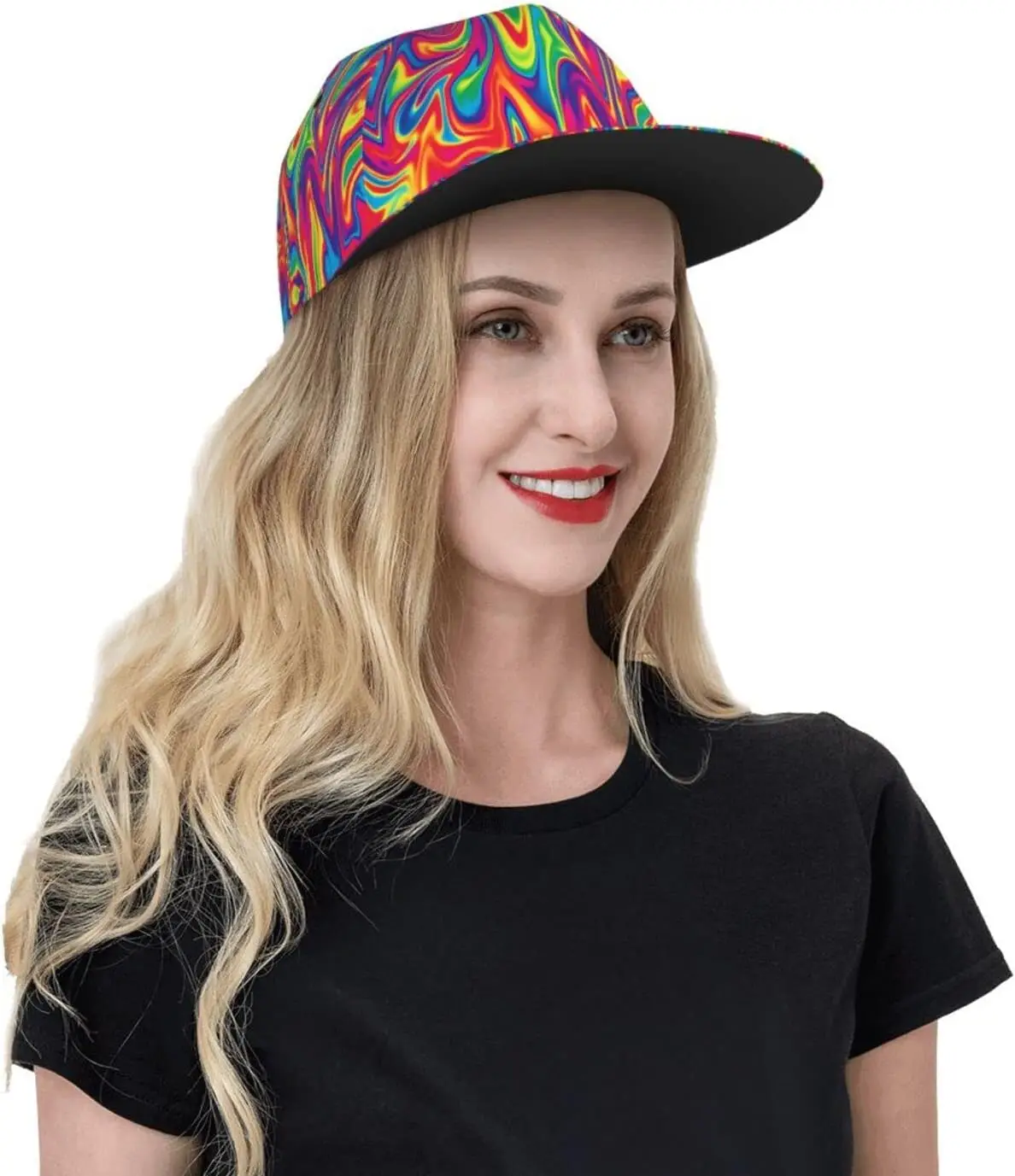 Multicolor Snapback Hat for Men Women,Hip Hop Style Adjustable Baseball Cap Cool Flat Bill Brim Hats Dad Hats