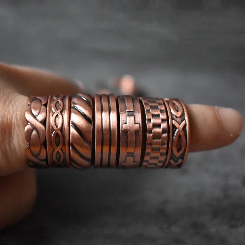 High Quality Fashionable and Creative Magnetic Red Copper Opening Adjustable Ring Jewelry for Men and Women