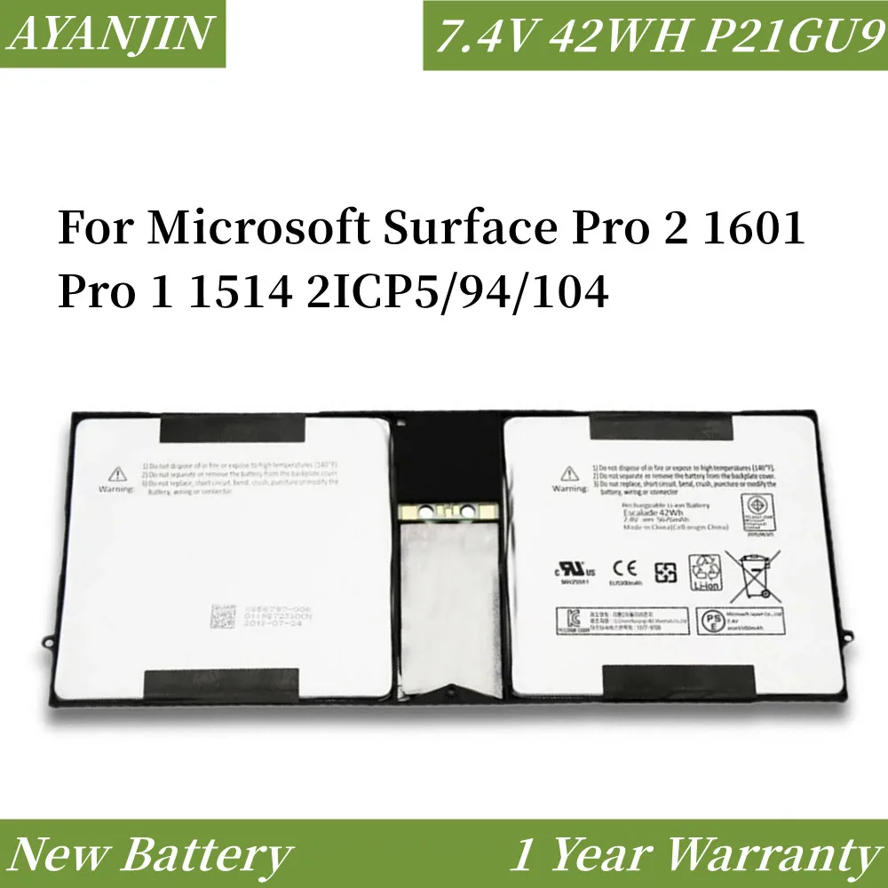 

P21GU9 7.4V 42WH Laptop Battery For Microsoft Surface Pro 2 1601 Pro 1 1514 2ICP5/94/104