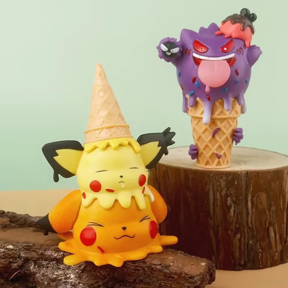 Figurine Pokemon crème glacée Pikachu bête stupide Geng fantôme trois poulets magique bébé boîte aveugle Figure modèle décoration cadeau