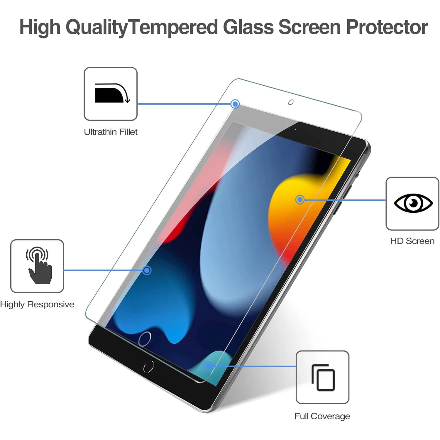 2pcs 9H Tempered Glass For iPad 7th 8th 9th Gen 10.2'' Clear Screen Protector For iPad A2198 A2604 Anti Scratch Protective Film