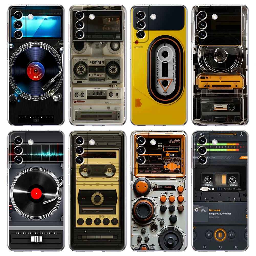 

Retro Recording Device Printed Transparent Phone Case for Samsung Galaxy S24 S23 S22 S20 S21 FE Ultra S10 S9 Plus Soft TPU Cover