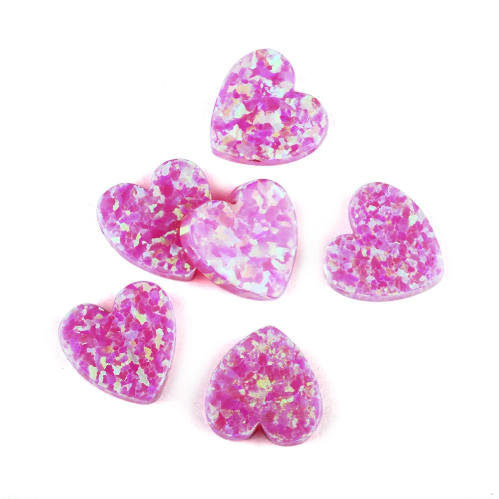 Lovely Pink 10mm Heart Shape Jewelry Flash Gemstone Synthetic Fire Opal OP10 Pink Heart Pendant