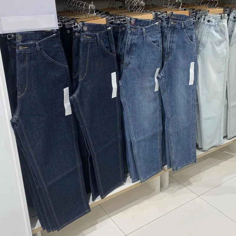 

Мужские джинсы с широкими штанинами и зауженным низом, повседневные прямые джинсы, винтажные, молодежные, из смесового хлопка, на все сезоны