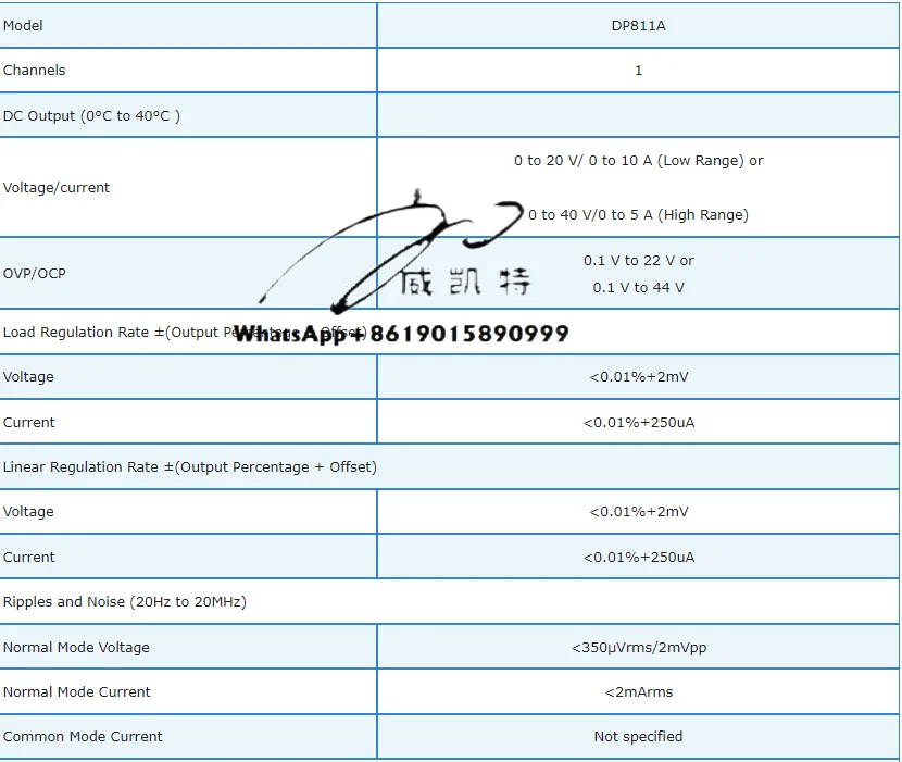 Alimentatore CC da 200 W a doppia gamma con uscita singola Rigol DP811A
