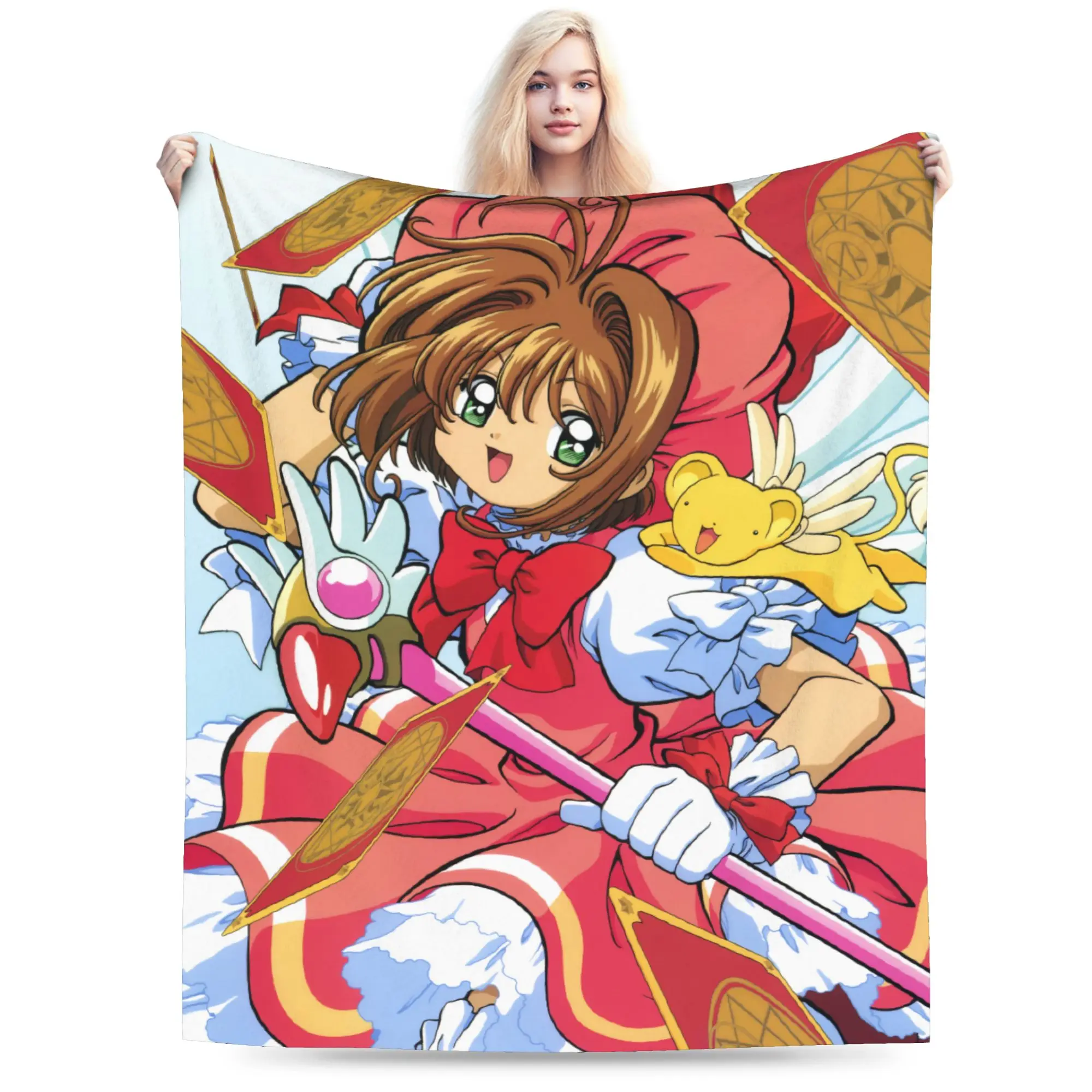 Anime Cardcaptor Sakura Blanket Coral Fleece Plush Spring Autumn  Multifunction Warm Throw Blanket for Bedding Office Quilt