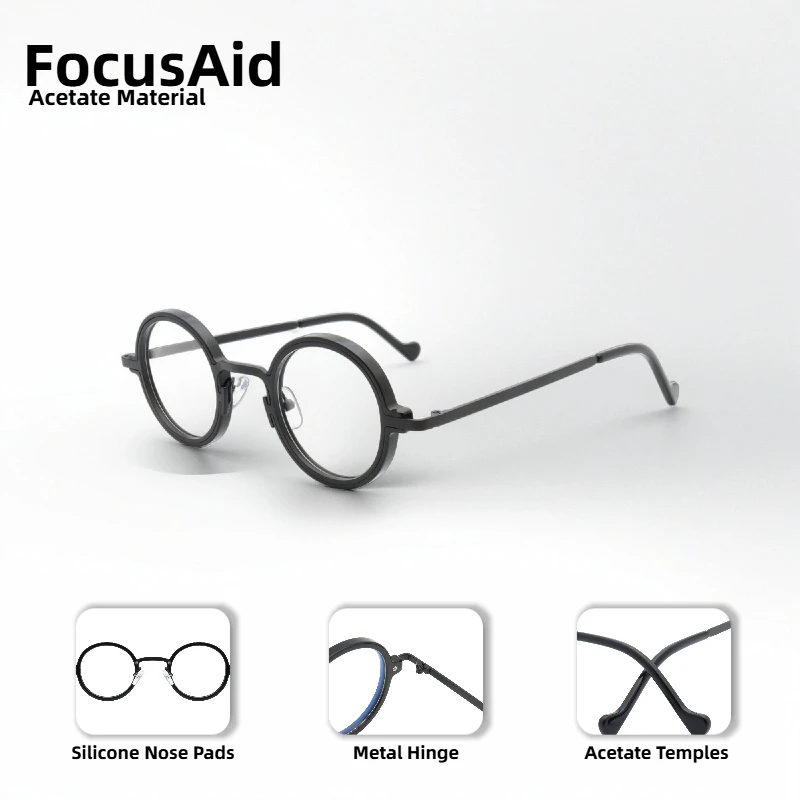 

Retro Niche Design Glasses For Women And Men High Quality Round Acetate Frames Classic And Stylish Non-Prescription Glasses