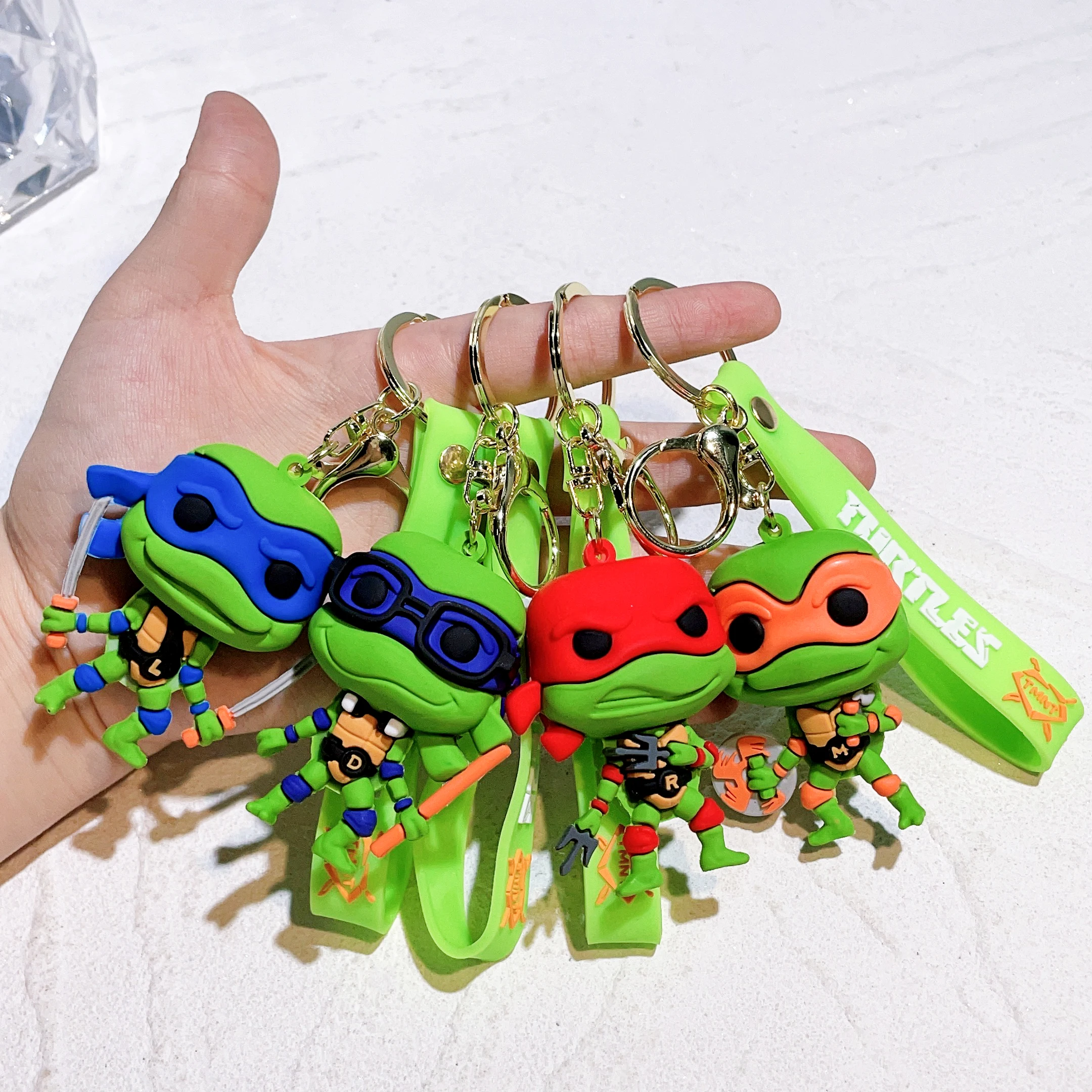 Anime Ninja Turtle Figure Keychain Teenage Mutant Ninja Turtles Raphael Donatello Doll Keyring Car Key Bag Ornament Gift