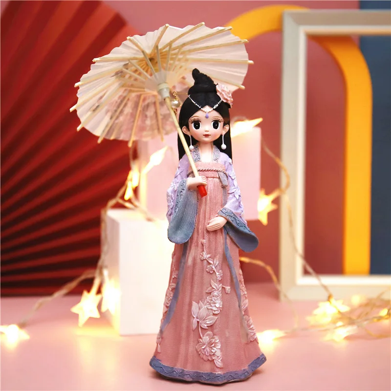 

Exquisite Girl Ornaments Miniature Figurine Character Retro Style Resin Birthday Crafts Gift Home Counter Desktop Decoration