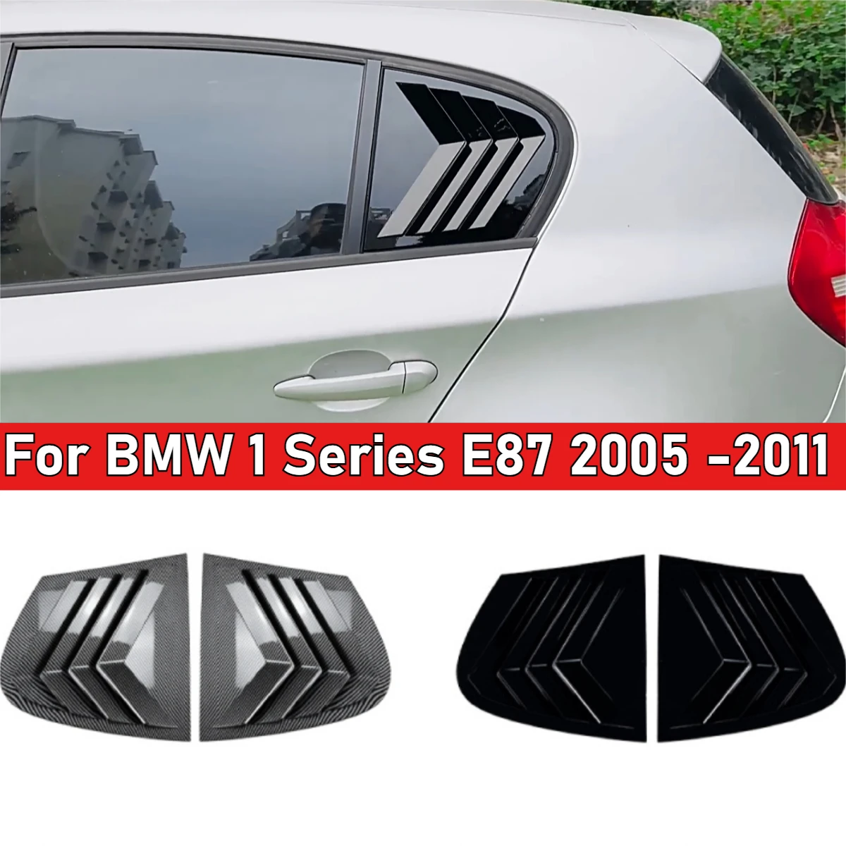 ABS 2PCS Embellecedor de Ventana Trasera Lateral para BMW Serie 1 E87 2005-2011 Cubierta de Persiana de Ventana Rejilla de Ventilación Accesorios Piezas