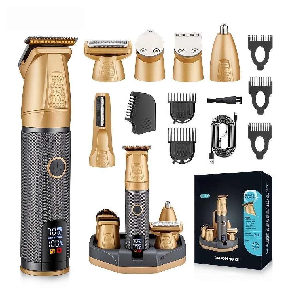 Professional Men's Electric Hair Clipper Set USB Rechargeable Body Nose Hair Trimmer Storage Holder Hairdressers Stylists Gift