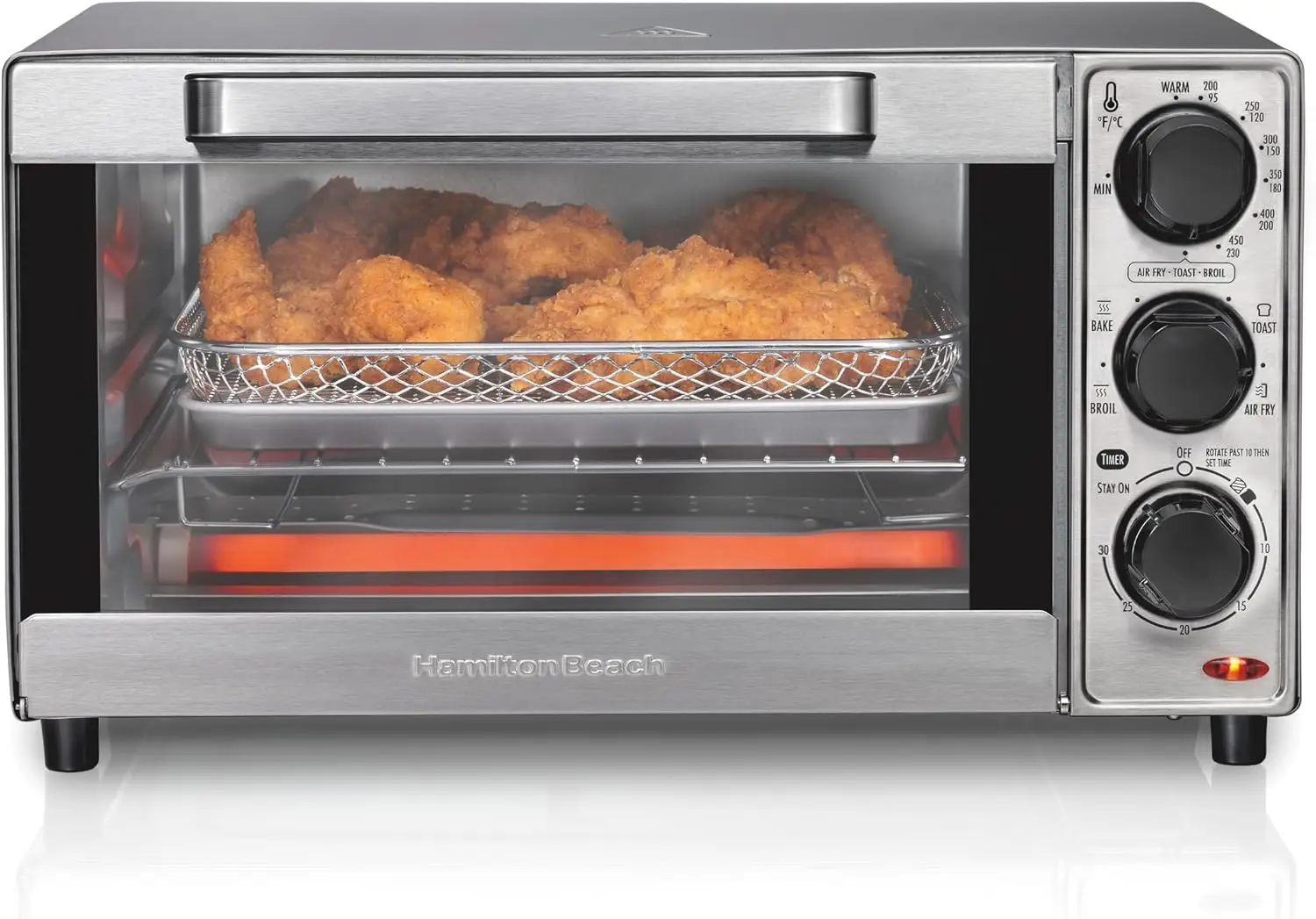 Countertop 4-Slice Toaster Oven & Air Fryer Combo with Baking, Broiling, Toasting Functions, 30-Minute Timer, Auto Shut-Off, Adj