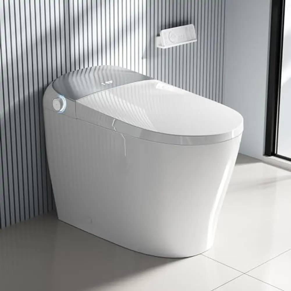 Smart Toilet Bidet Combo Heated Seat Automatic Flush Ceramic White Night Light 1.27GPF