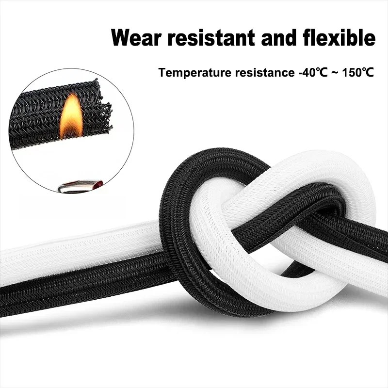 [Iretardante de llama] funda de Cable trenzada de cuerda automática de alto rendimiento funda de alambre PET estirable resistente al desgaste ajuste ID 3mm-50mm