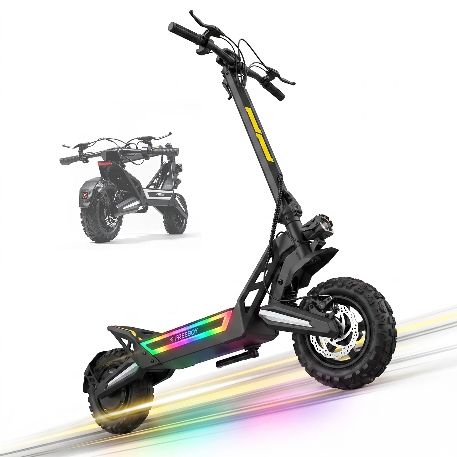 FREEBOY J2 Max Offroad-Elektro-Scooter 500W 48V 18,2Ah 25km/h 50 km Reichweite 11'' All-Terrain-Reifen Doppelte Scheibenbremsen Klappbarer E-Scooter