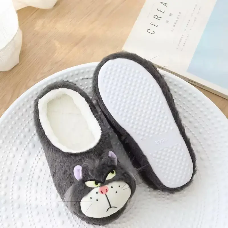 Cartoon Disney Anime Lucifer Cat cenerentola norvegese foresta gatto peluche ragazze pantofole da casa Kawaii antiscivolo scarpe di cotone caldo