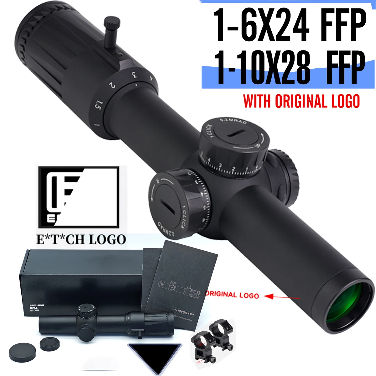 

E*T*CH VDU Original 1-6x24/1-10x24 First Focal Plane Precision Rifle Scope SR1 Illuminated Reticle 30mm Tube Short&Medium Range