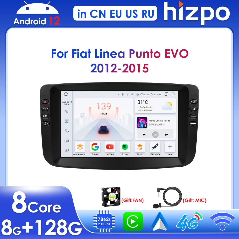 

2Din for Fiat Linea Punto EVO 2012-2015 Android 13 with GPS Navigation Radio Video Car Stereo Multimedia Player Wifi 4G LTE SWC