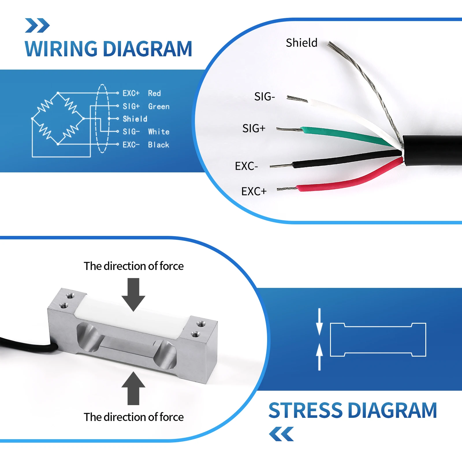 Load Cell Sensor Electronic Scale Sensores Force Rectangle Typle  5/10/20KG hx711 Pressure Compression Tension