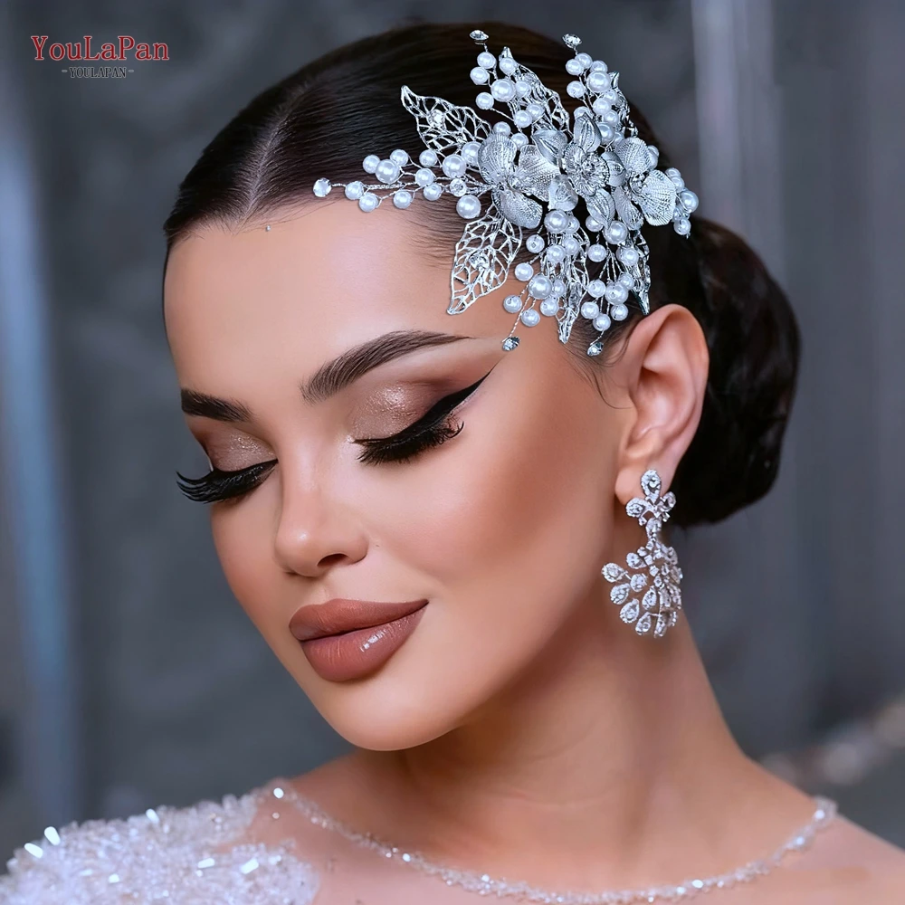 

Модный изысканный заколка-гребень для волос YouLaPan с цветами и листьями из сплава, свадебные аксессуары с жемчугом для женщин, для вечеринок и выпускных, HP964