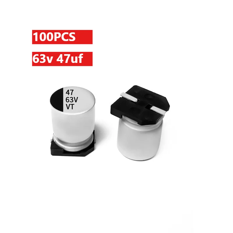 

100pcs 63V 47uF SMD Electrolytic Capacitor 8x10.5mm Aluminum