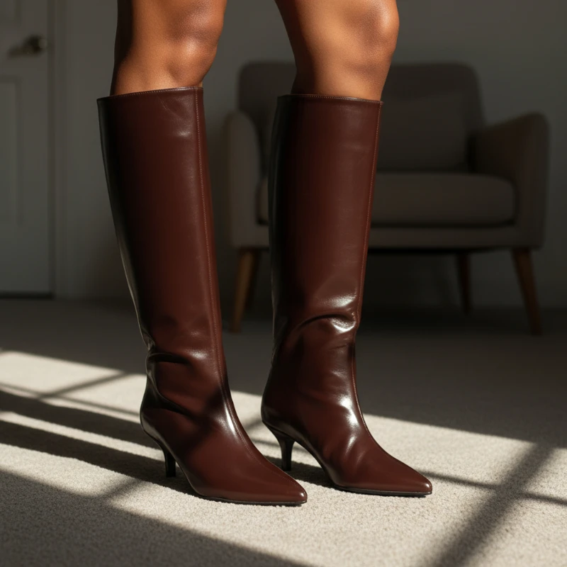 

Зимние теплые женские сапоги до колена, ботильоны на низком каблуке с острым носком, элегантные повседневные эластичные длинные сапоги, удобные Botas Mujer