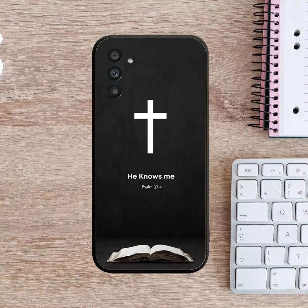 Custodia per telefono cristiana versetto della bibbia gesù cristo per Samsung Galaxy A13,A21s,A22,A31,A32,A52,A53,A71,A80,A91 Cover nera morbida