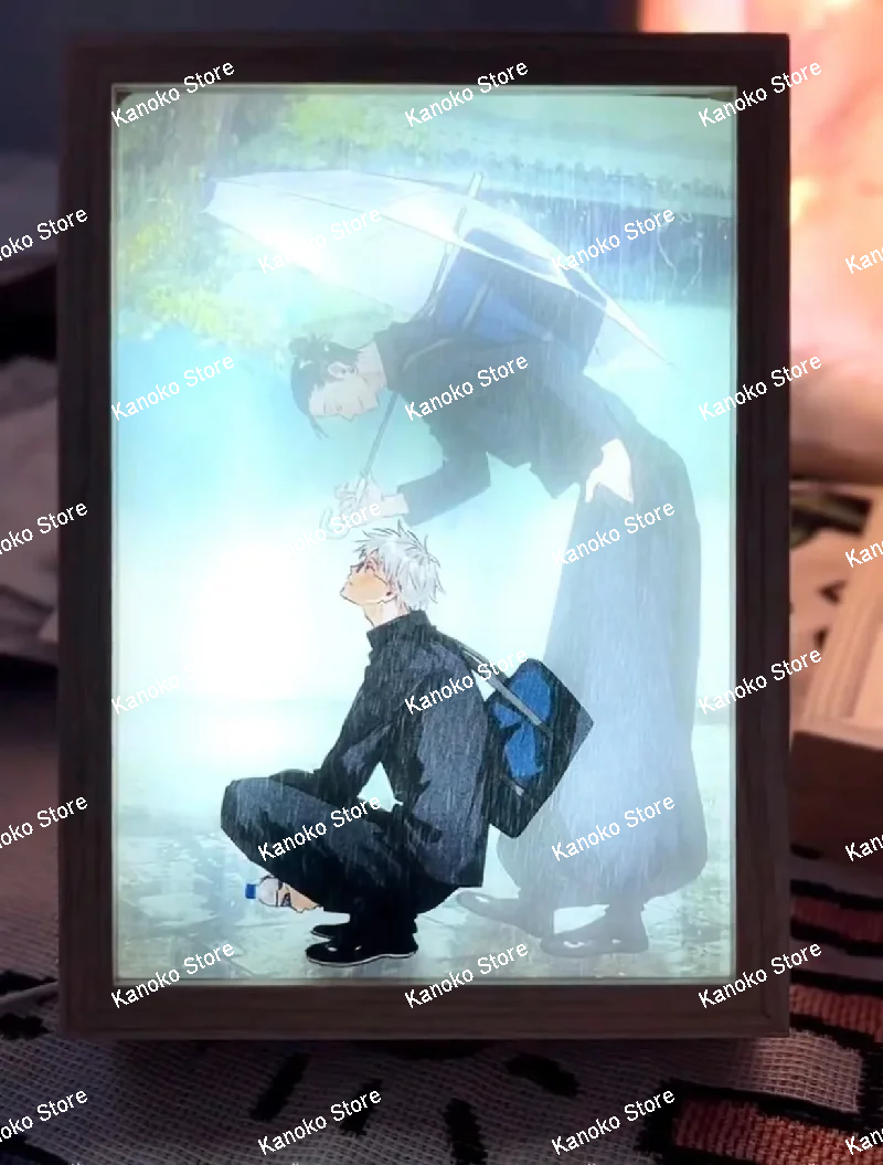 Jujutsu Kaisen Anime rysunek dostosowane Led lampka nocna malarstwo dekoracyjne ramka na zdjęcia Satoru Gojo malowanie biurko dekoracja pokoju