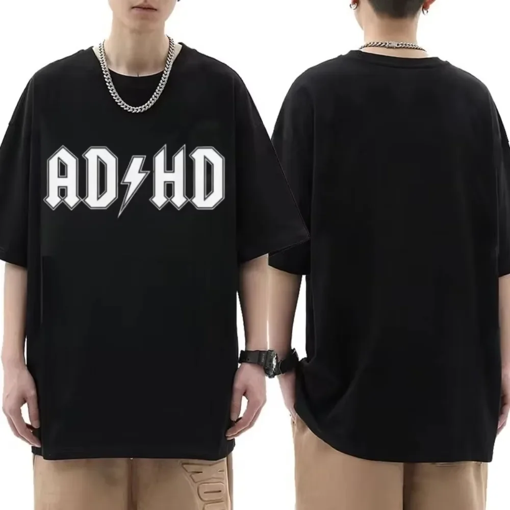 Herren-T-Shirt mit ADHS-Buchstaben-Grafik, lustiges Streetwear-Oversize-T-Shirt aus Baumwolle mit kurzen Ärmeln, Herren-T-Shirt mit ADHS-Buchstaben-Grafik, lustig 2026