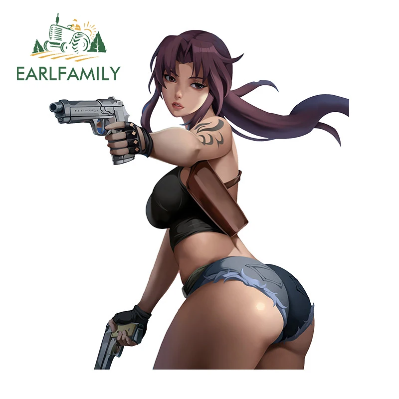 EARLFAMILY 13cm x 11.5cm for Tattoo Blacked Revy Fanart Car Sticker Air Conditioner Decal Vinyl Car Accessories Sexy Graphics