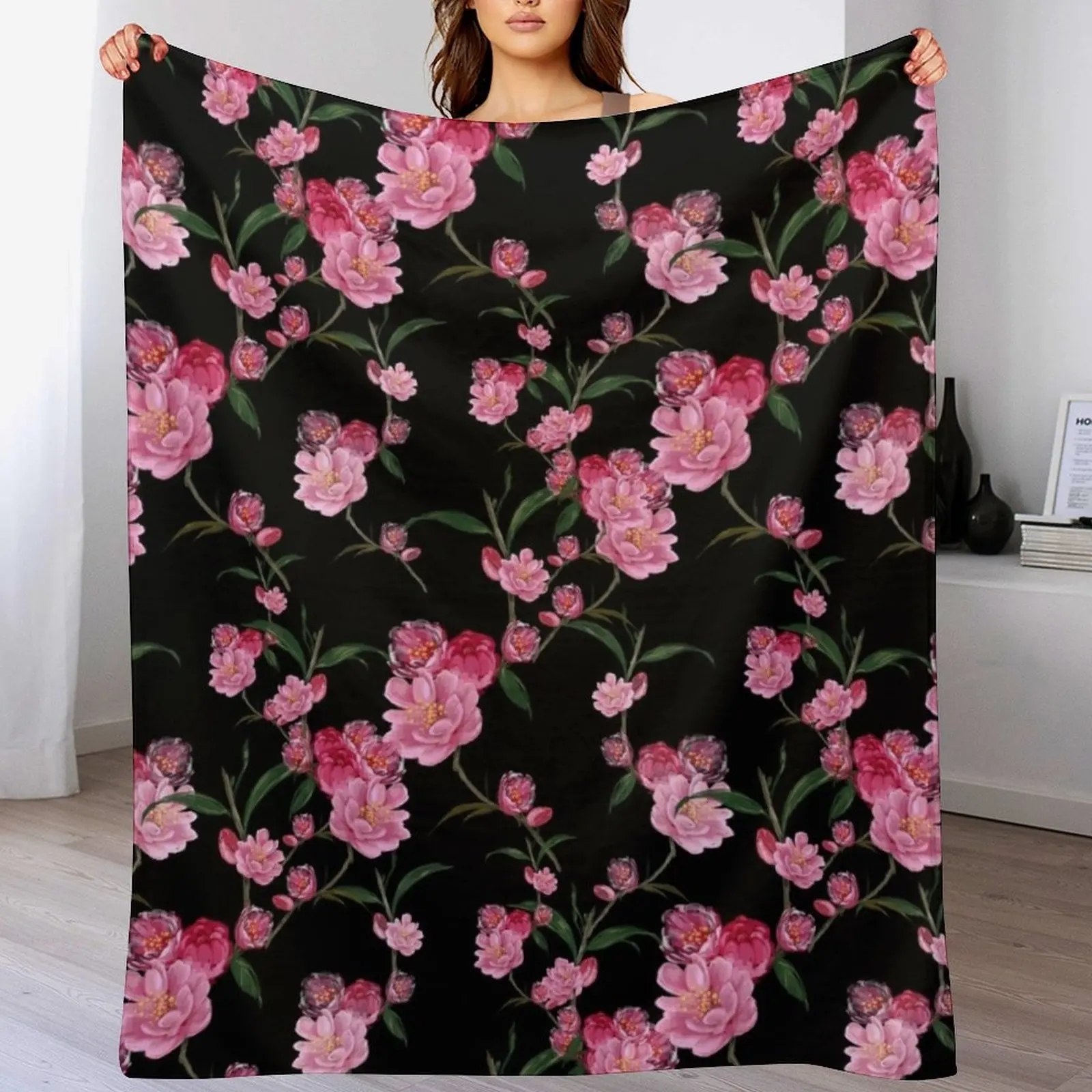 

Flower pink peony Throw Blanket Versatile Cozy Throw Blanket for All Occasions
