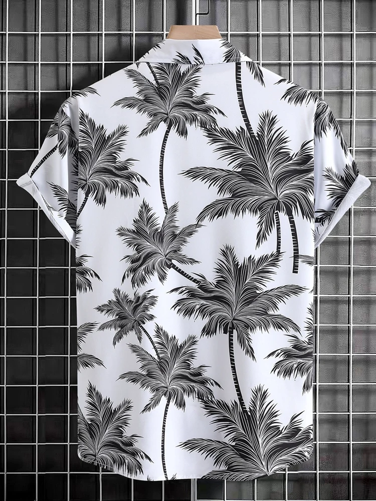 ZAFUL Hawaiian Shirts for Men Tropical Coconut Tree Print Short Sleeve Shirt Summer Beach Casual Button Vacation Tops Z5037732