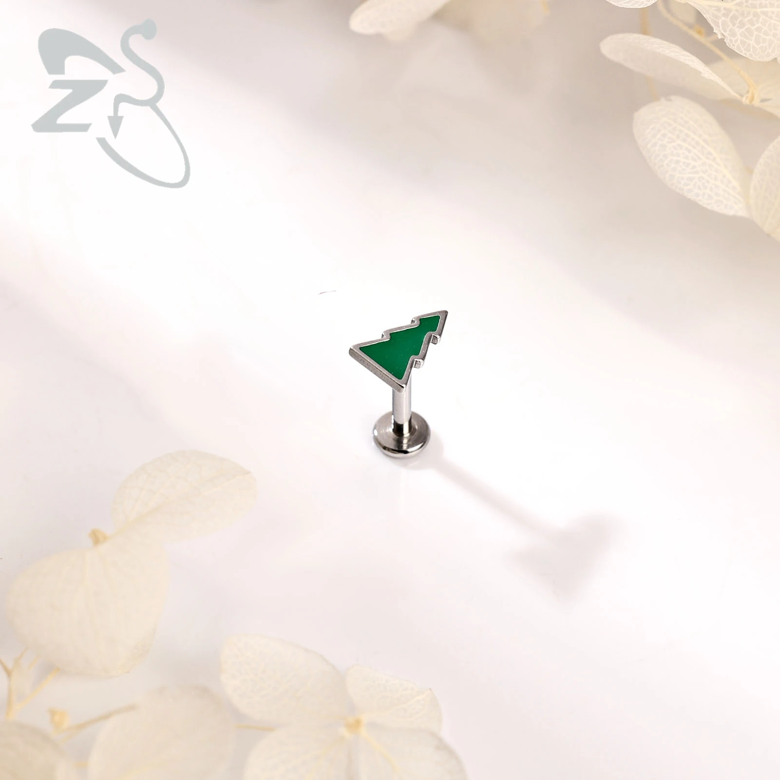 ZS 1PC 16G Stainless Steel Lip Ring Internal Thread Labret Piercing Ear Stud Snowflake Snowman Cartilage Earrings Jewelry