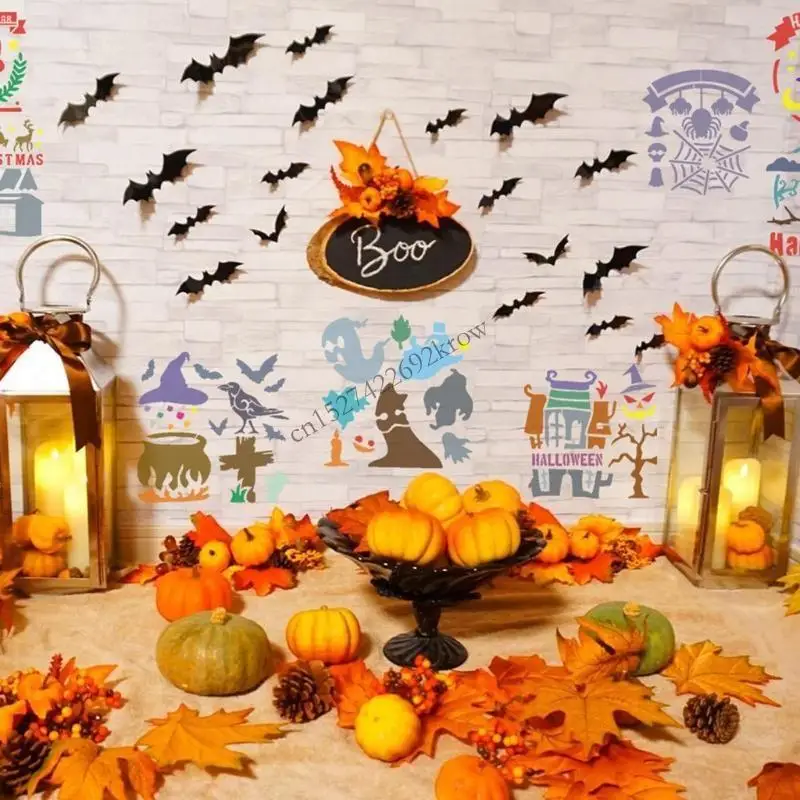 

R9CB 16Pcs Halloween Graffiti Tools for Wood Canvas Metal Furniture Wall Home Decors