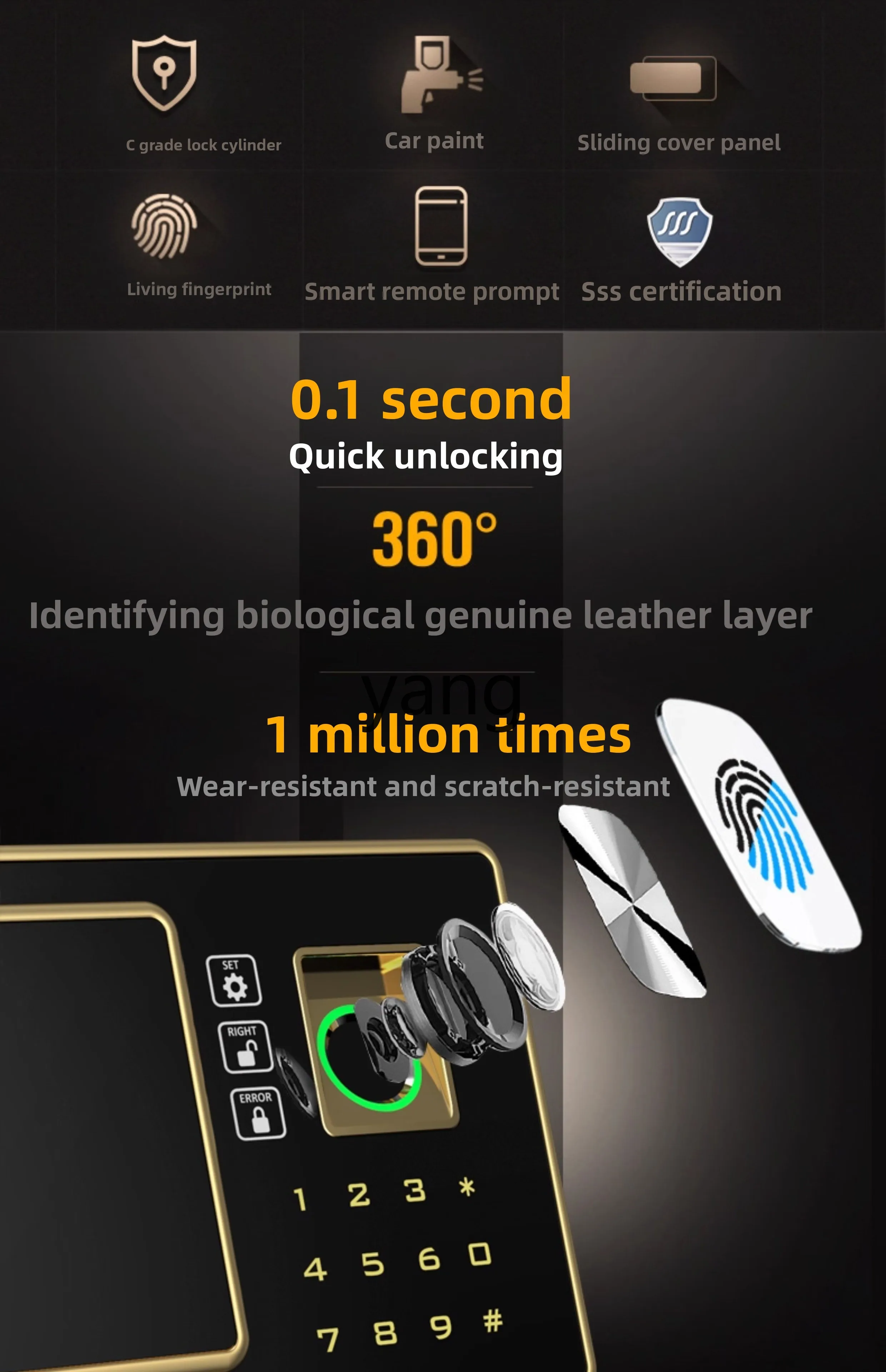 LMM الراقية المضادة للسرقة 3C شهادة المنزل والمكتب الذكي WIFI المضادة للسرقة بصمة كلمة المرور مفتاح كبير آمن