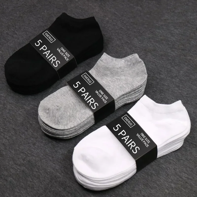 Spring and Summer Men Cotton Socks Low Tube Solid Color Business Casual Sock Black White Breathable Comfortable Ankle Sox