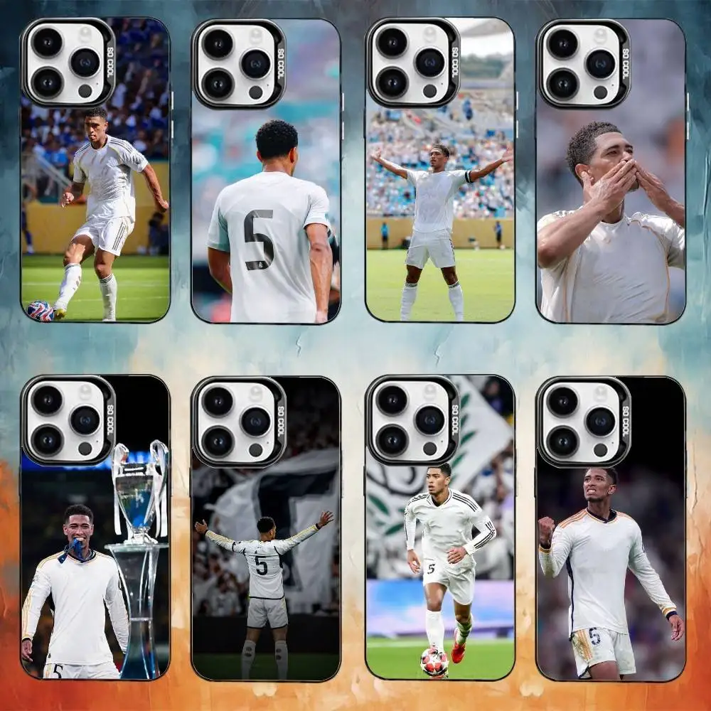 Funda de teléfono Football J-Jude Real M-Madrid para iPhone17,16,15,14,13,12,11 Plus,Pro Max, funda negra mate a prueba de golpes