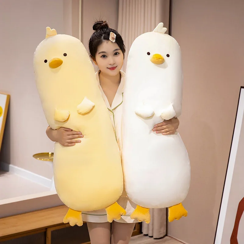 90cm Duck Long Pillow Stuffed Soft Cartoon Animal Chick Bolster Plushie Sleeping Leg Support Peluche Birthday Gift