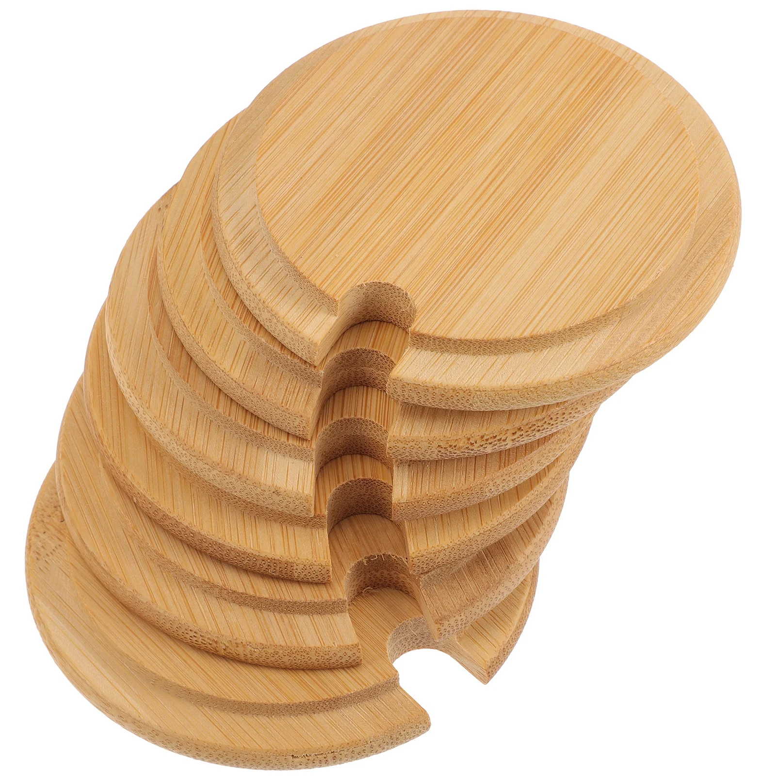 

6pcs Spill-Proof Covers Wood Cup Lids Leak-Proof Mug Airtight Jar Cover Dust-Proof Cup For Home Party Camping Use Household Mug