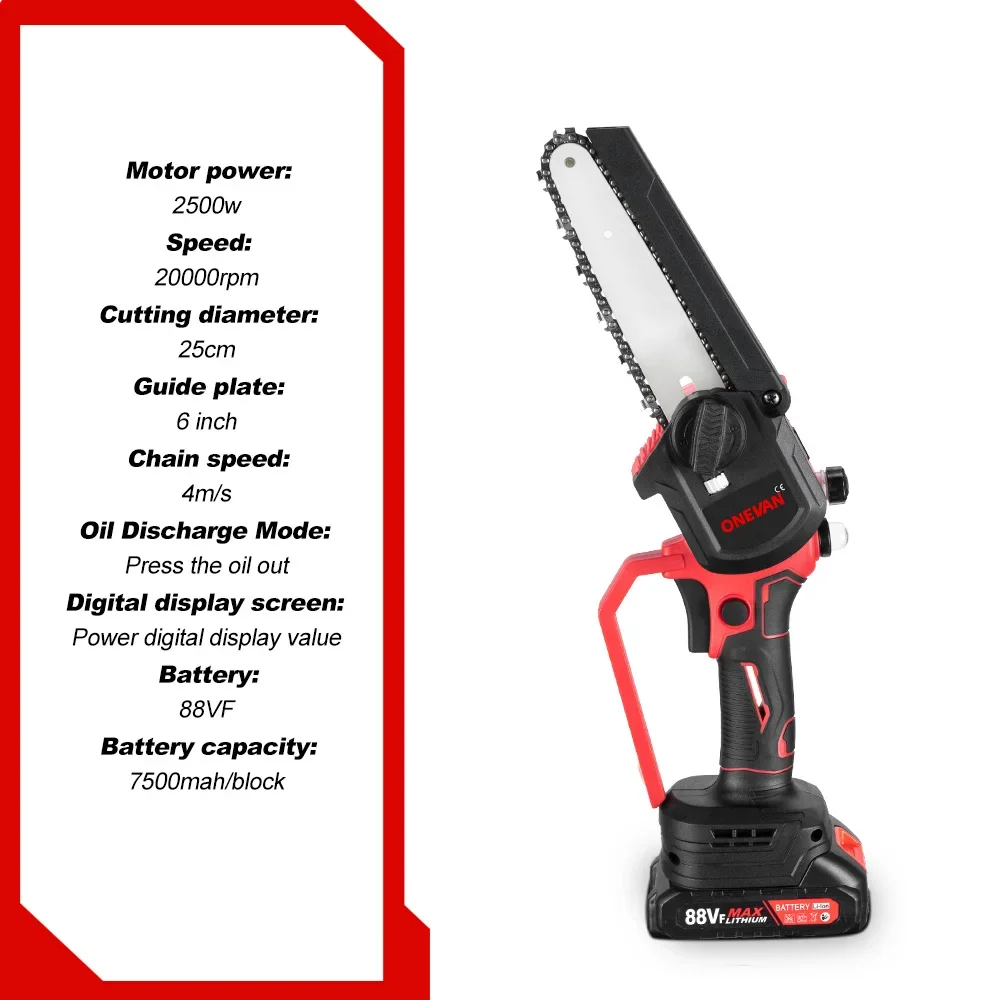 Imagem -02 - Recarregável Portátil Elétrica Motosserra Serra de Poda Pruner Ramo Jardim Tesouras Ferramenta Elétrica para Makita Bateria 18v 20000rpm 6