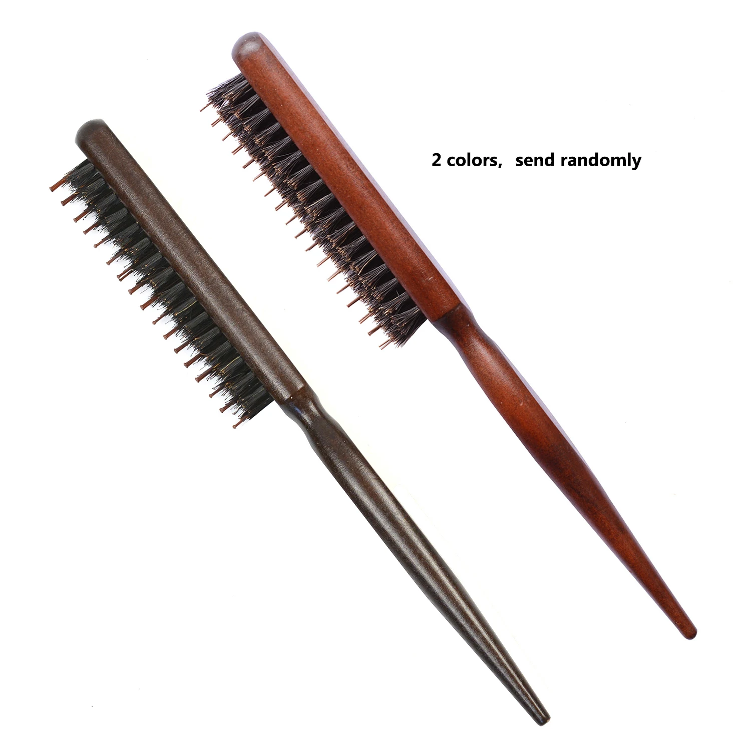 Wood Handle Hair Brush Natural Boar Fluffy Bristle Anti Loss Comb Hairdressing Barber Tool Teasing Bristle Salon Hairbrush