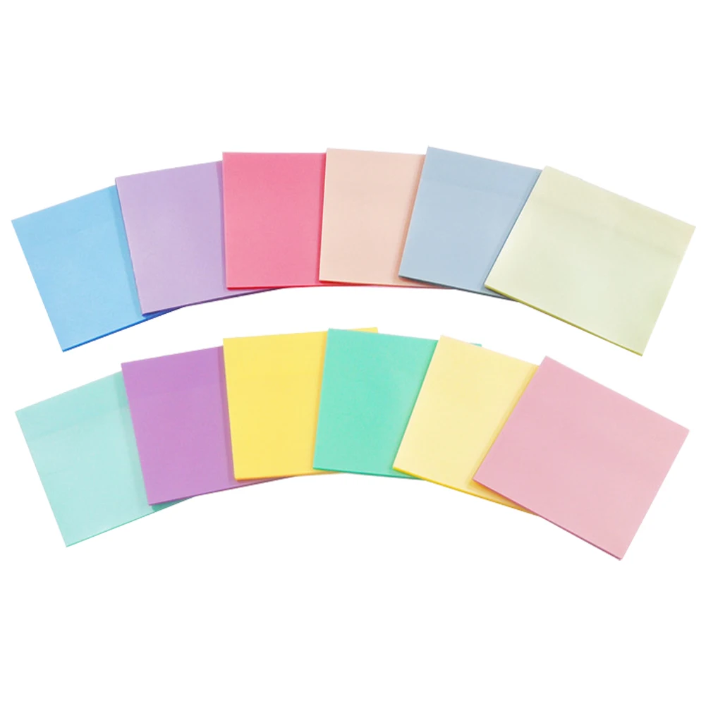 600pcs Self Stick 12 Colors Memo Home Office Portable School Note Pad Reusable Writing Square Stationery Transparent Waterproof