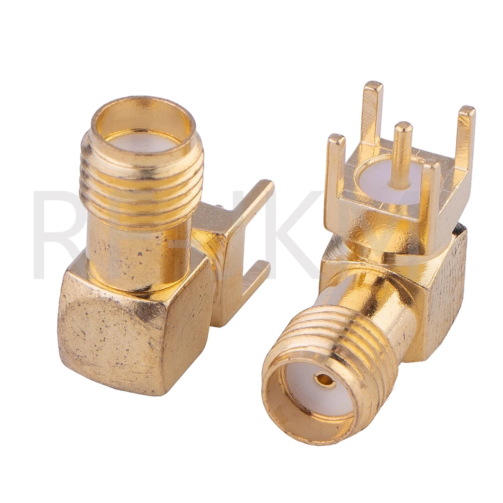 100Pcs/Lot SMA Female Right Angle PCB Mount RF Coaxial Adapter, 50Ohm Solder Type Plug for Wireless Antenna DIY