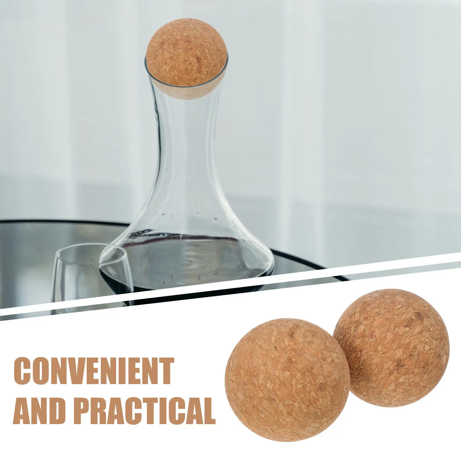 2Pcs Spherical Wooden Ball Bottle Stoppers High Density Wood Airtight Seal for Decanter Glass Jars Beverage Preservation Elegant